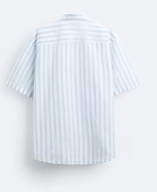 ZARA  |Stripes Cotton Short Sleeves Shirts