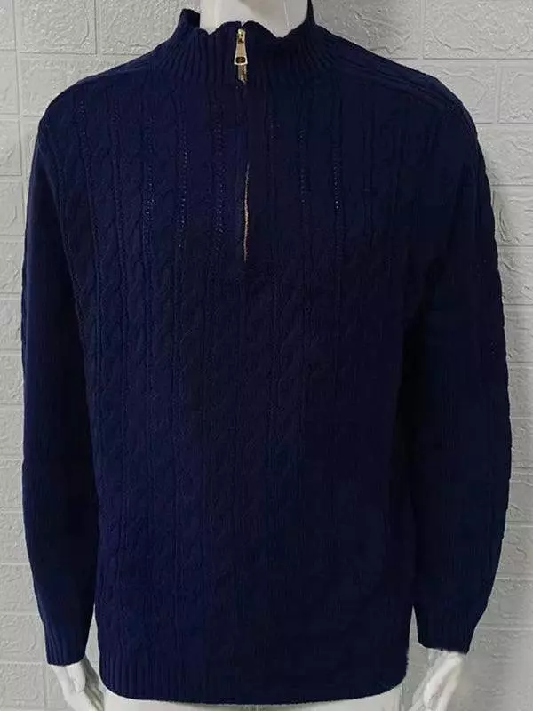 Zipper Half Turtleneck Men Sweater