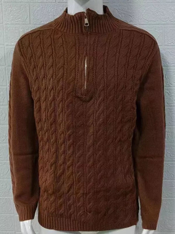 Zipper Half Turtleneck Men Sweater