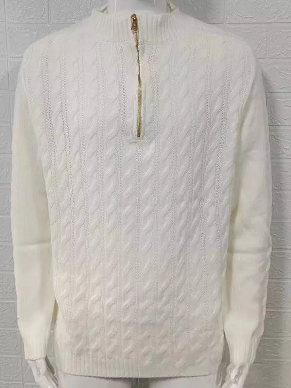 Zipper Half Turtleneck Men Sweater