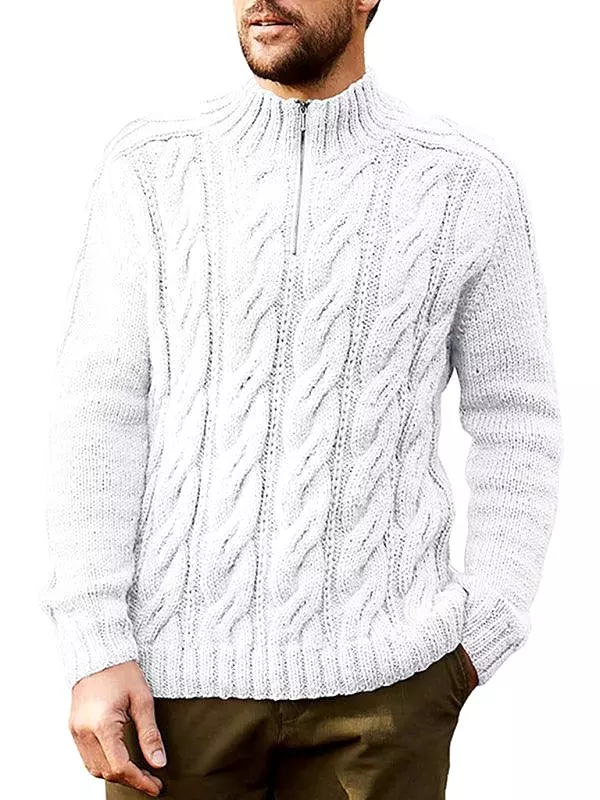 Zipper Half Turtleneck Men Sweater