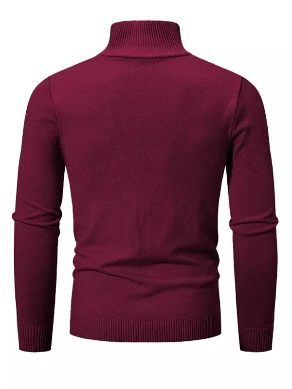 Zipper Turtleneck Men Pullover Sweater