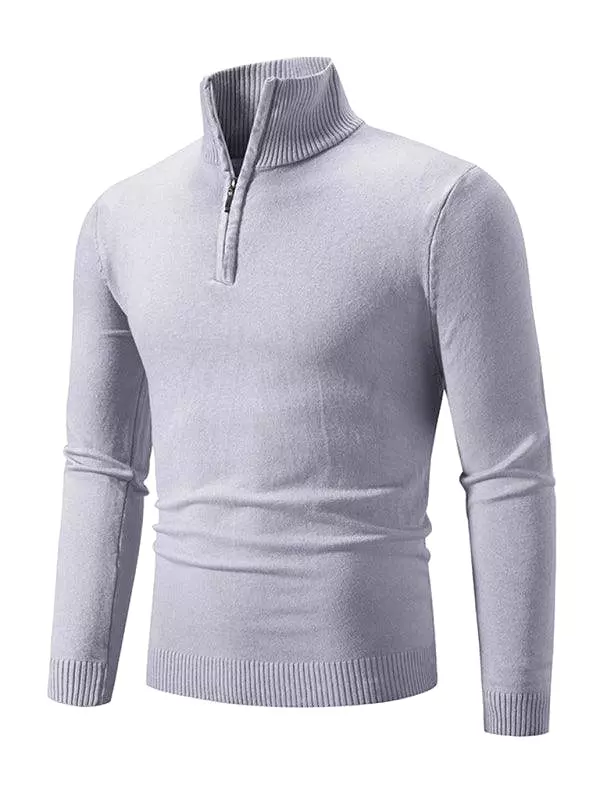 Zipper Turtleneck Men Pullover Sweater