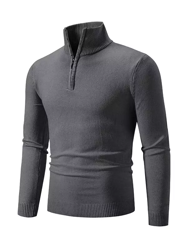 Zipper Turtleneck Men Pullover Sweater